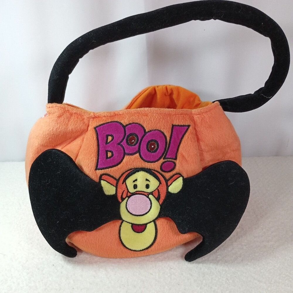 Disney Tigger Bat Boo Halloween Light Up Plush Pumpkin Bucket Trick-or-Treat